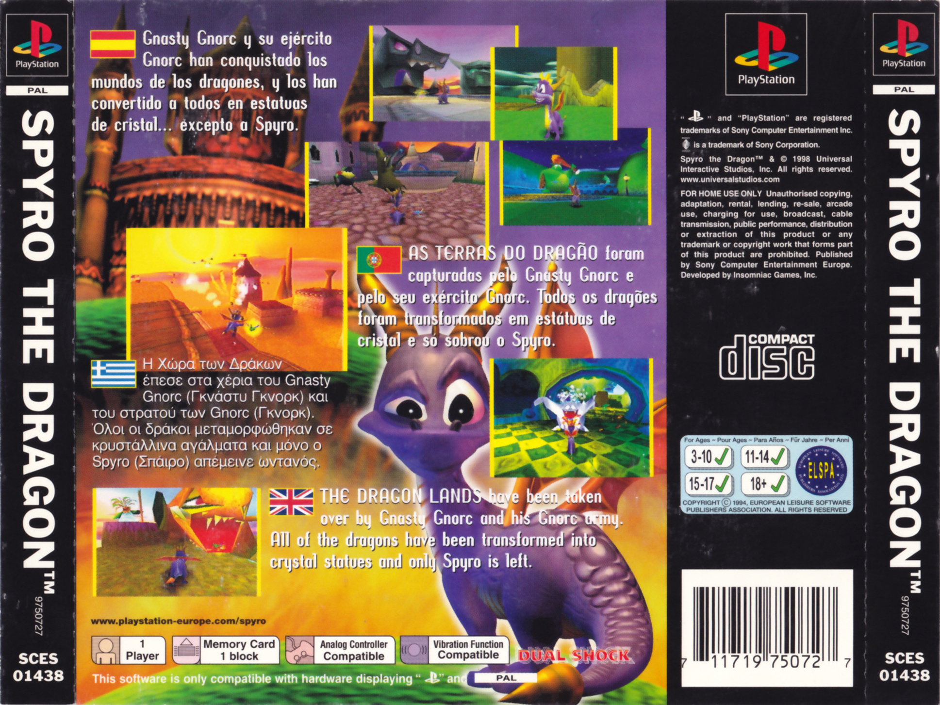 Contraportada de Spyro the Dragon · EU