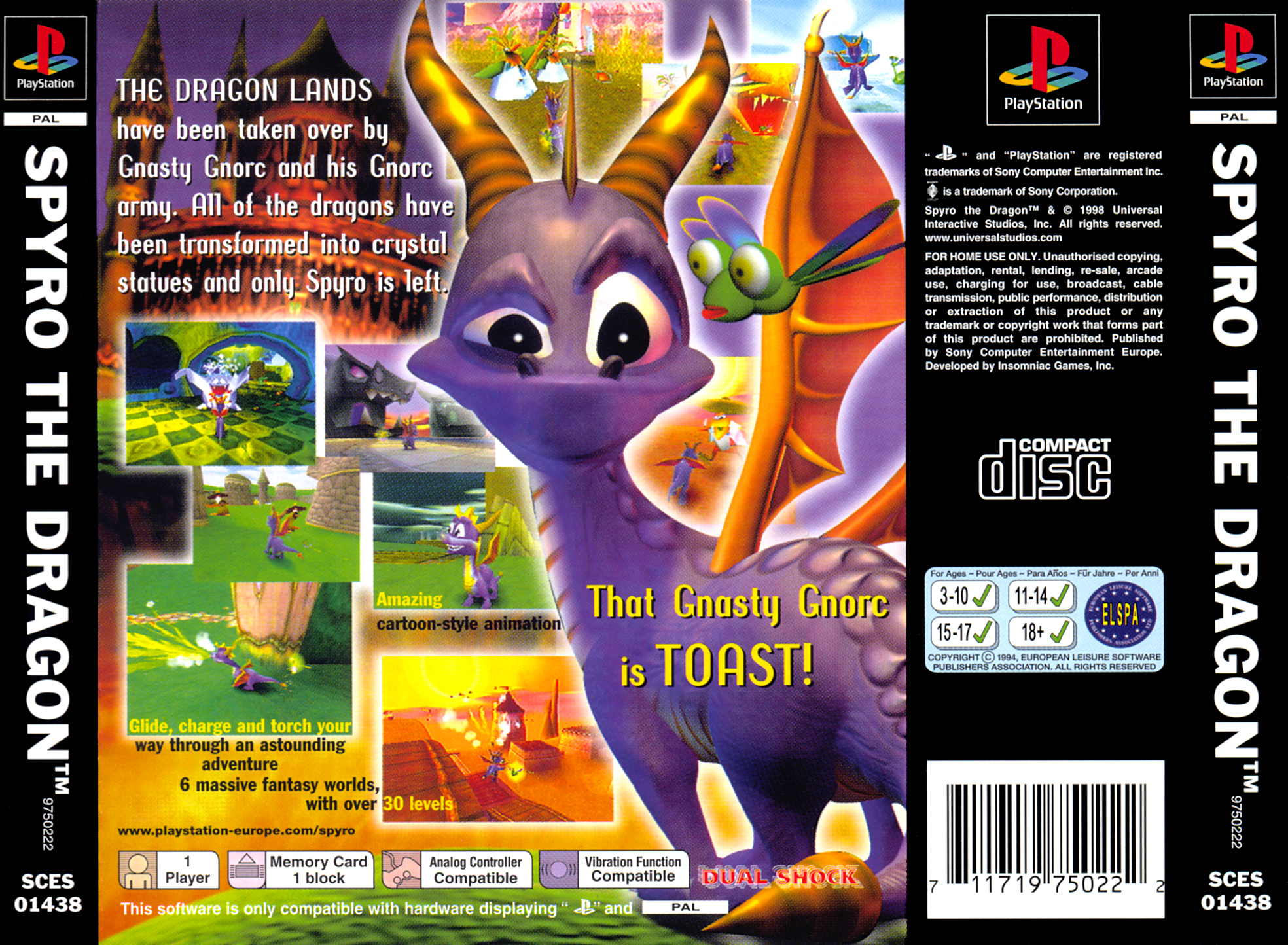 Contraportada de Spyro the Dragon · EU