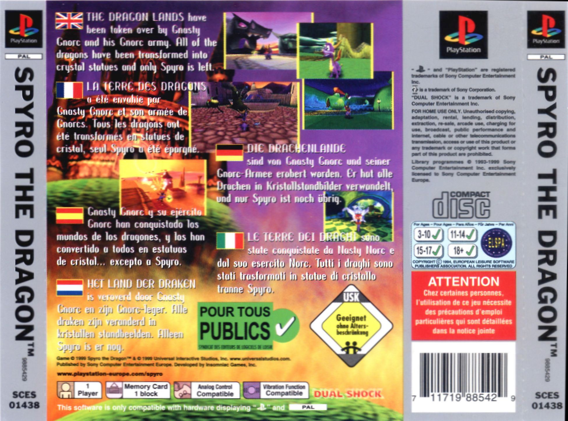 Contraportada · Platinum de Spyro the Dragon · EU