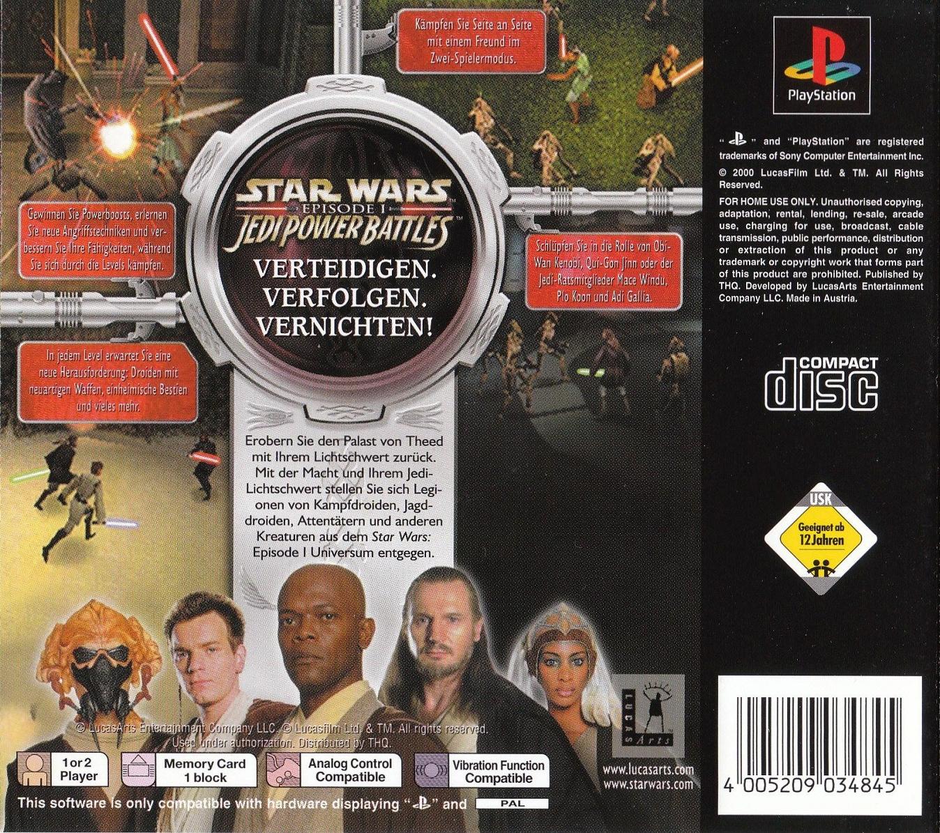 Contraportada de Star Wars Episode I - Jedi Power Battles · DE