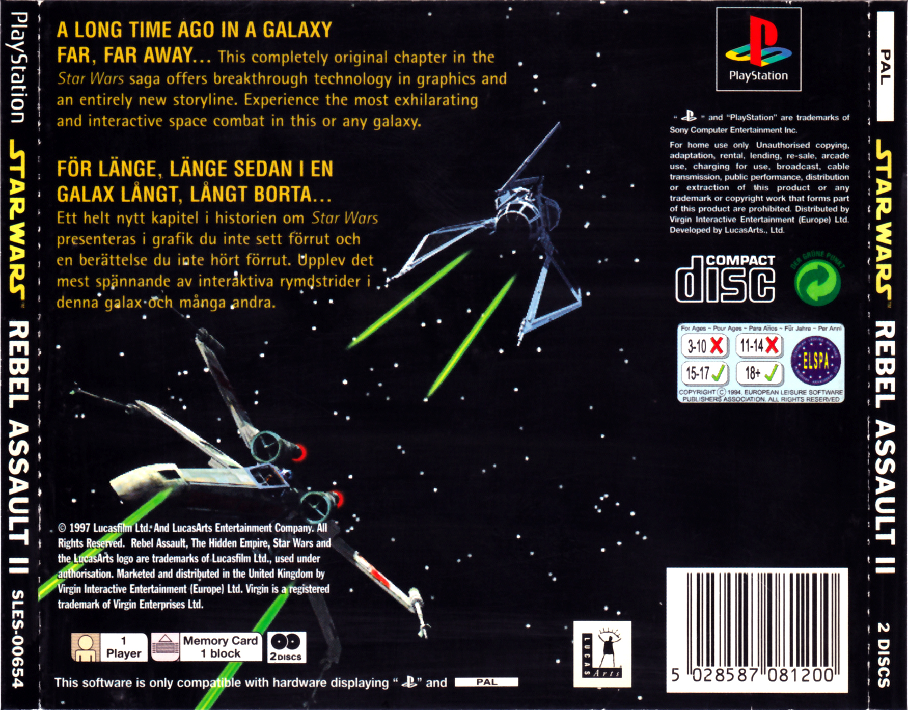 Contraportada de Star Wars - Rebel Assault II - The Hidden Empire · EU