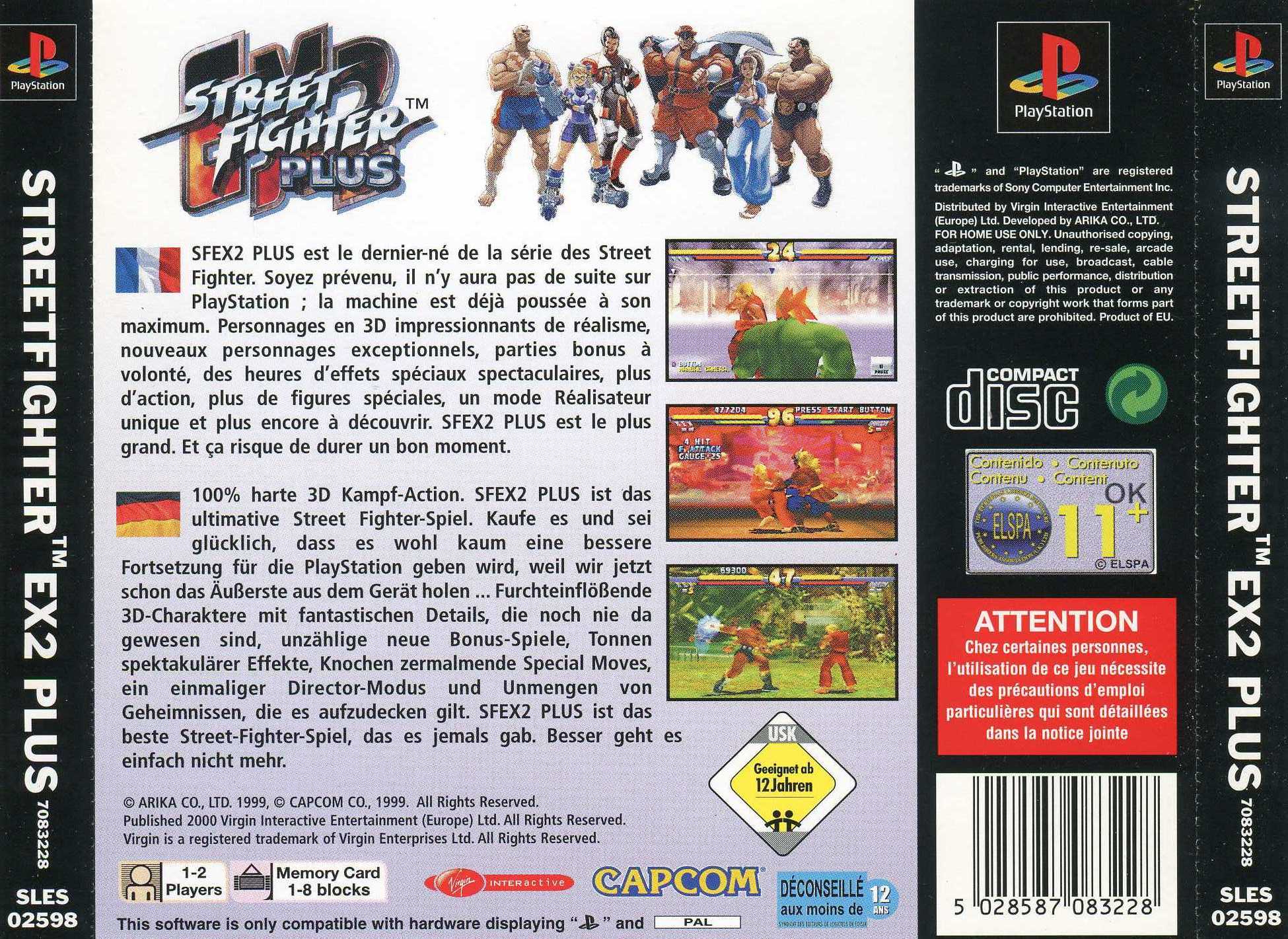 Contraportada de Street Fighter EX2 Plus · EU