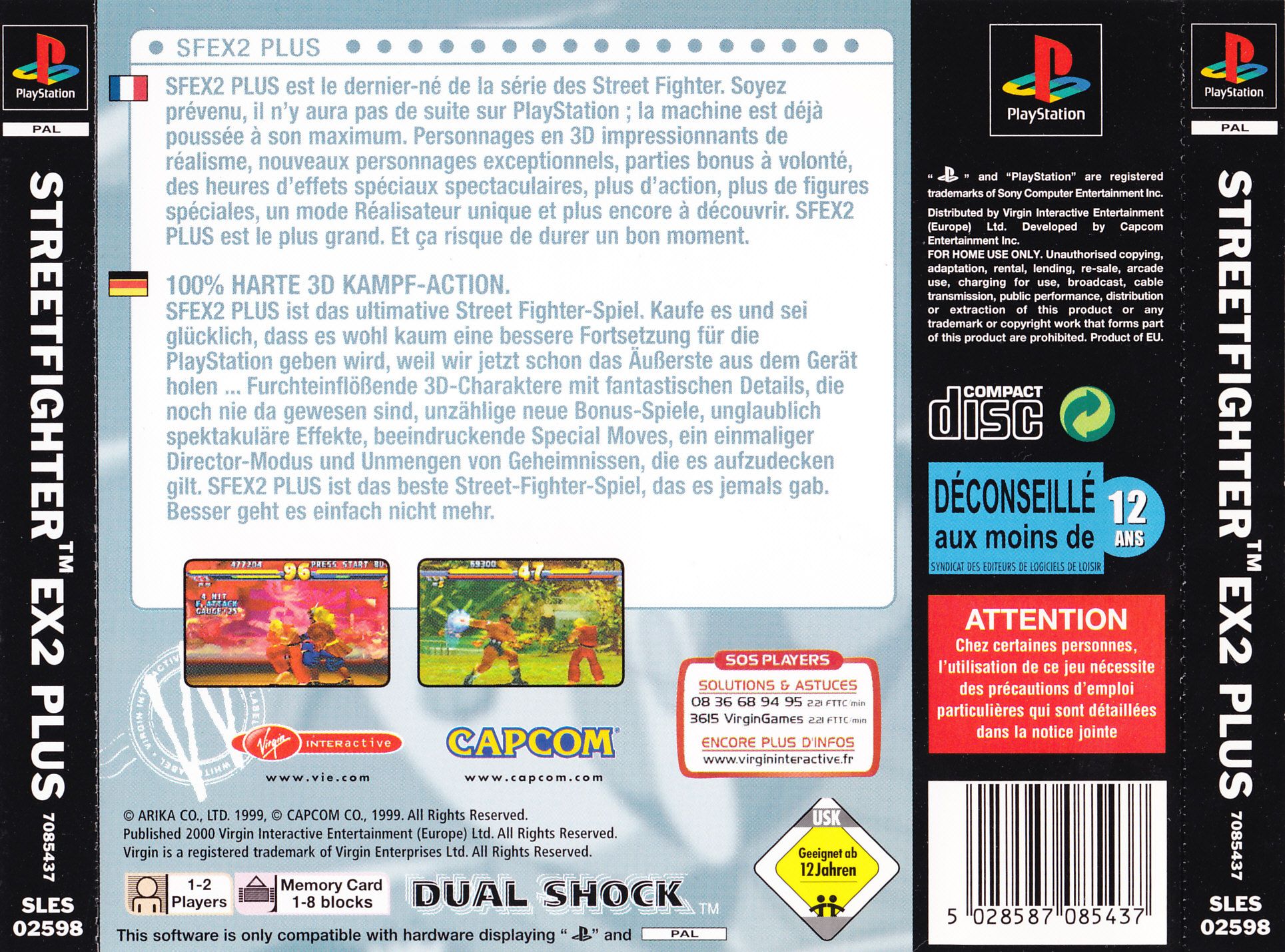 Contraportada de Street Fighter EX2 Plus · EU