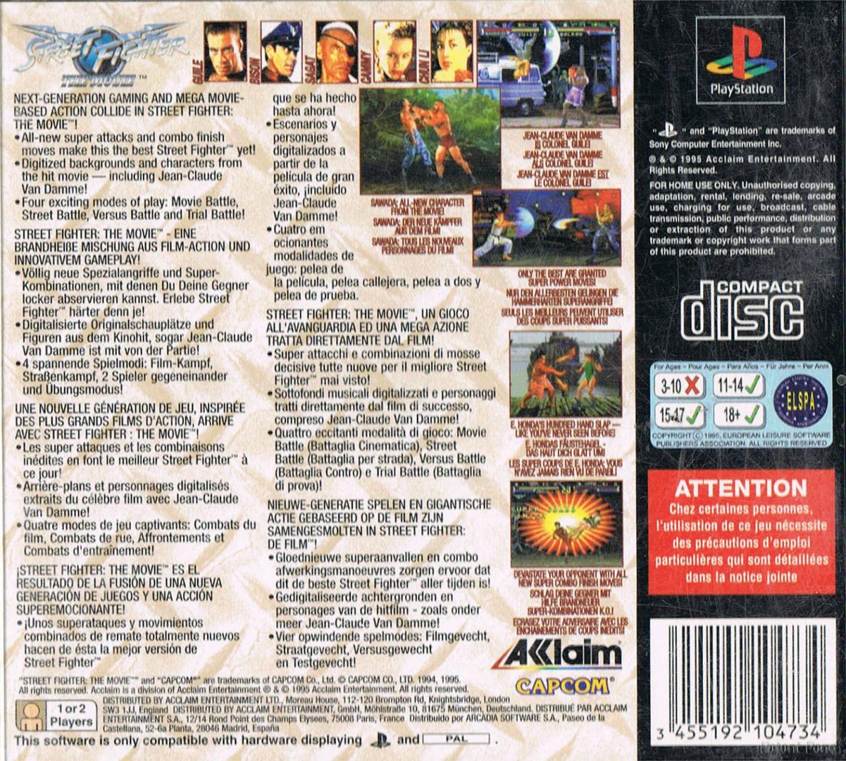 Contraportada de Street Fighter The Movie · EU