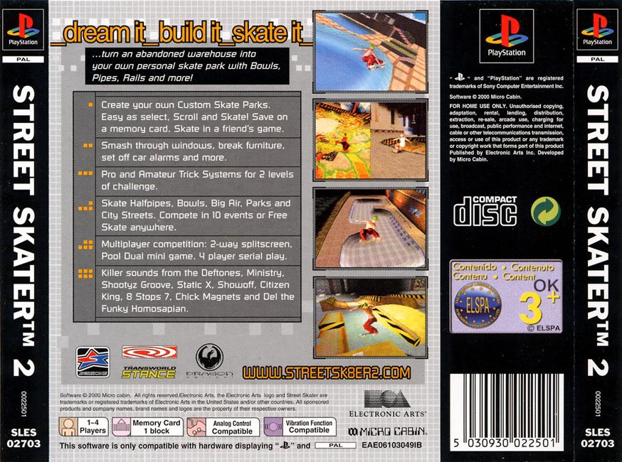 Contraportada de Street Skater 2 · EU