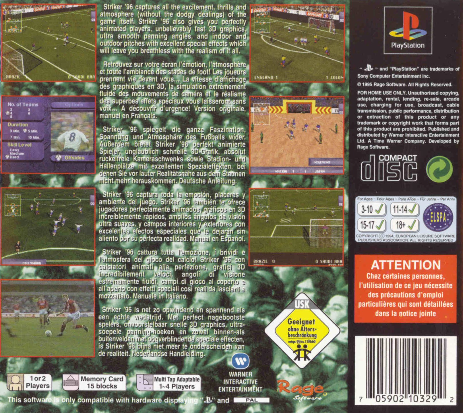 Contraportada de Striker '96 · EU