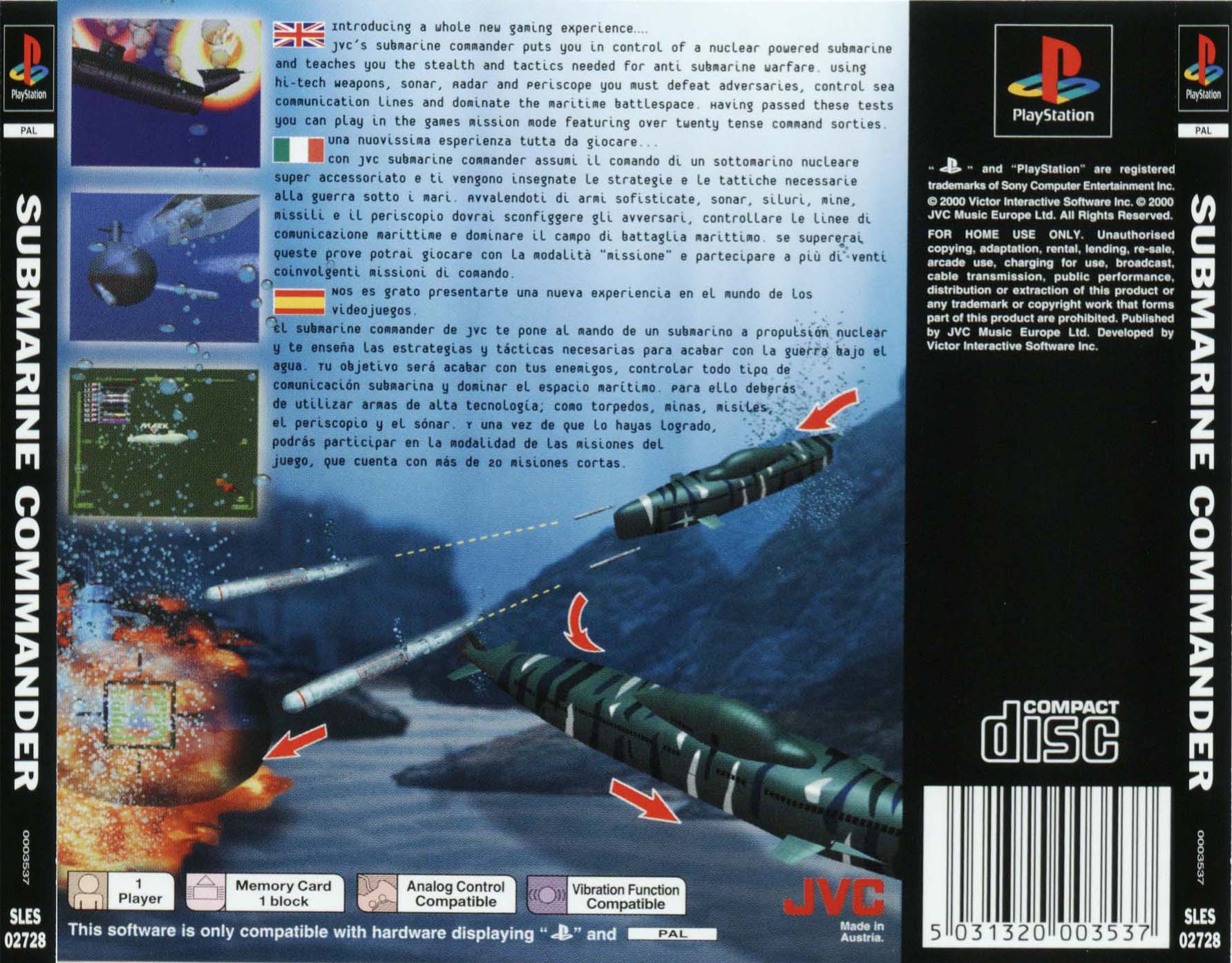 Contraportada de Submarine Commander · EU