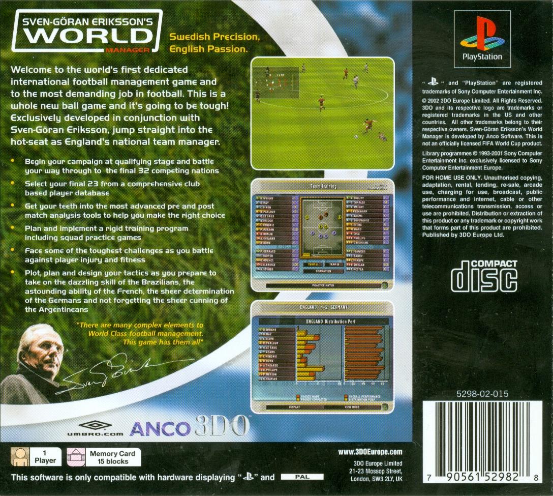 Contraportada de Sven-Goran Eriksson's World Manager · EU