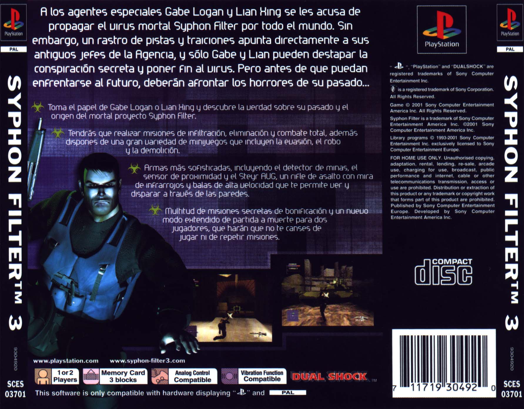 Contraportada de Syphon Filter 3 - Sentencia Final · ES