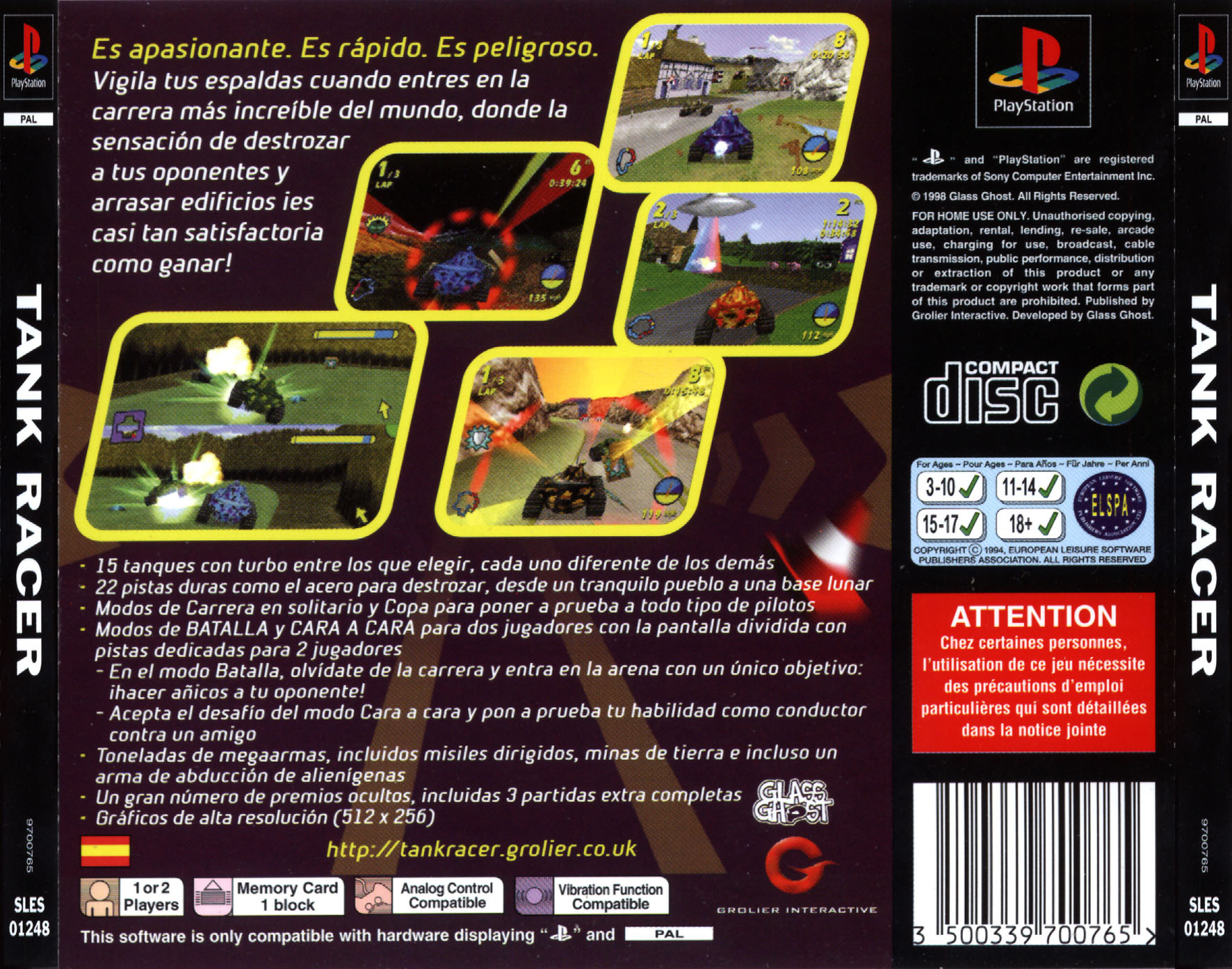 Contraportada de Tank Racer · ES
