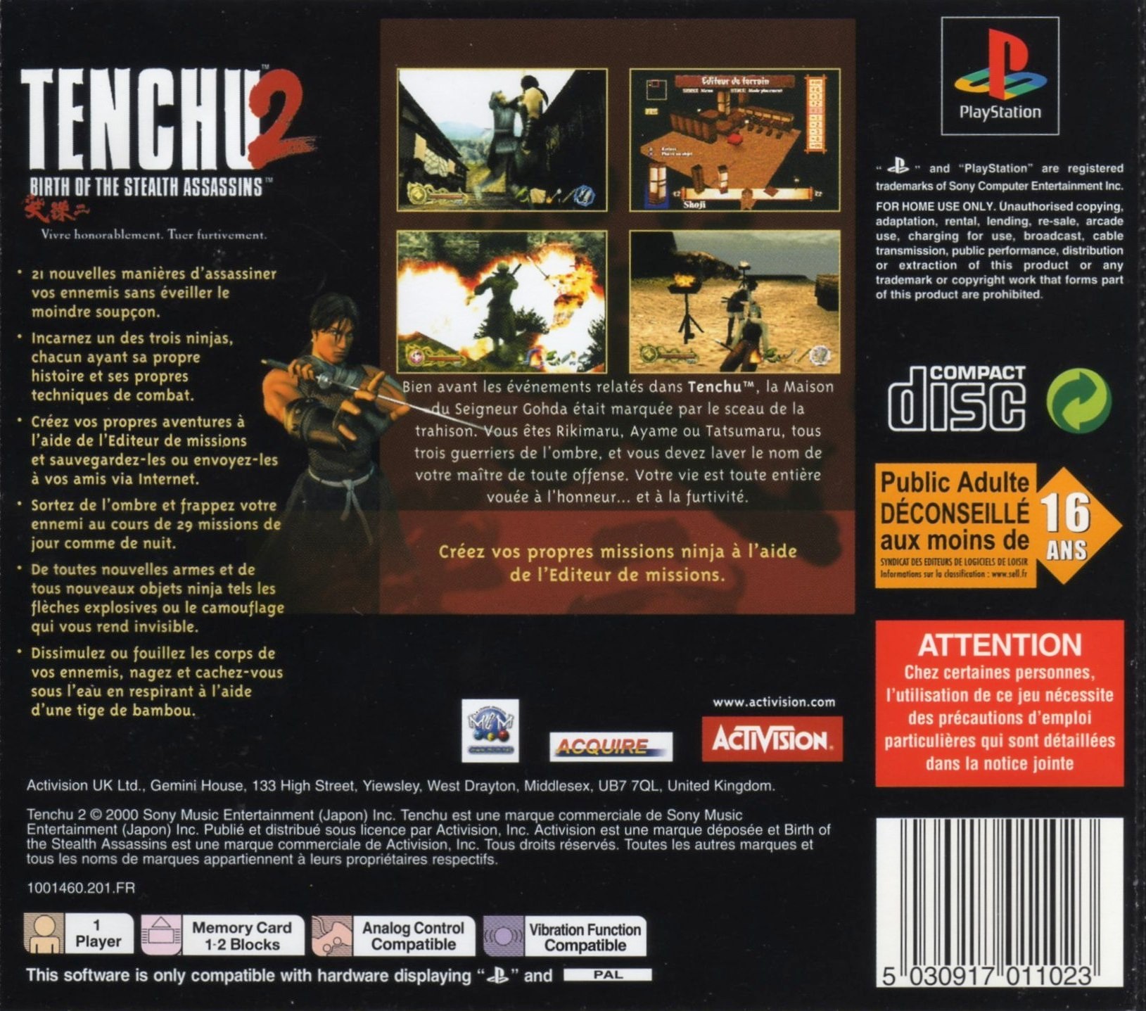 Contraportada de Tenchu 2 - Birth of the Stealth Assassins · IT