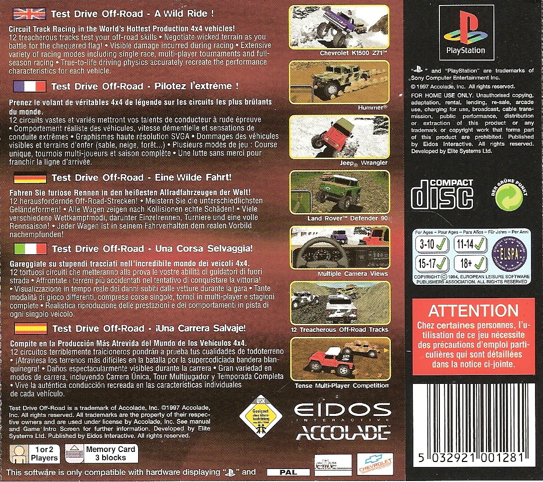 Contraportada de Test Drive Off-Road · EU