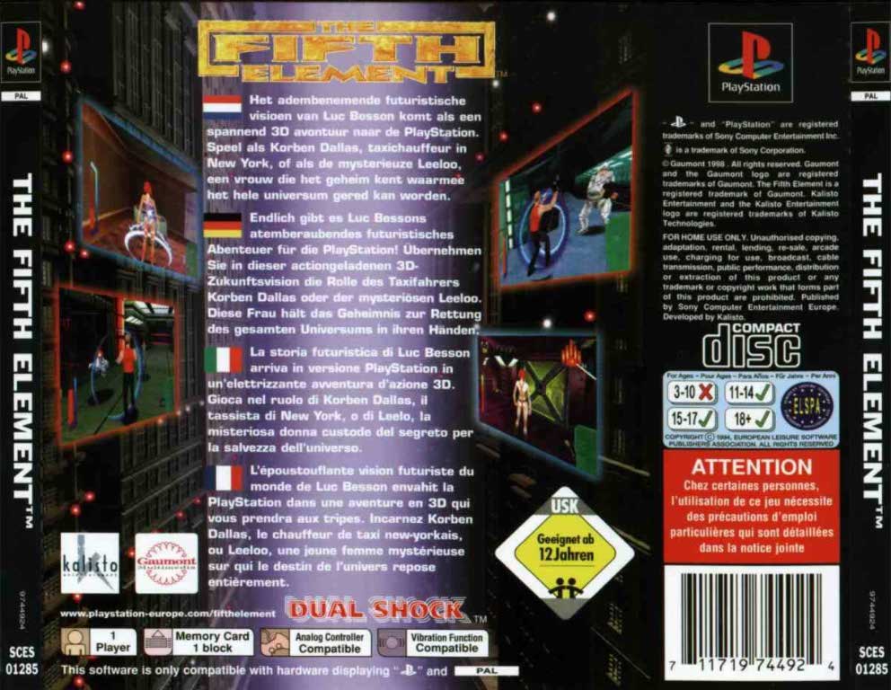 Contraportada de The Fifth Element · EU