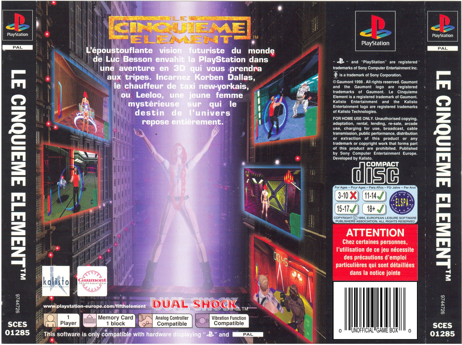 Contraportada de The Fifth Element · FR