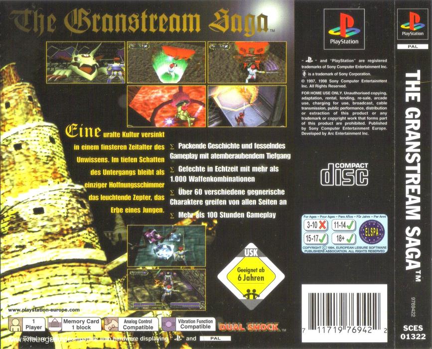 Contraportada de The Granstream Saga · DE
