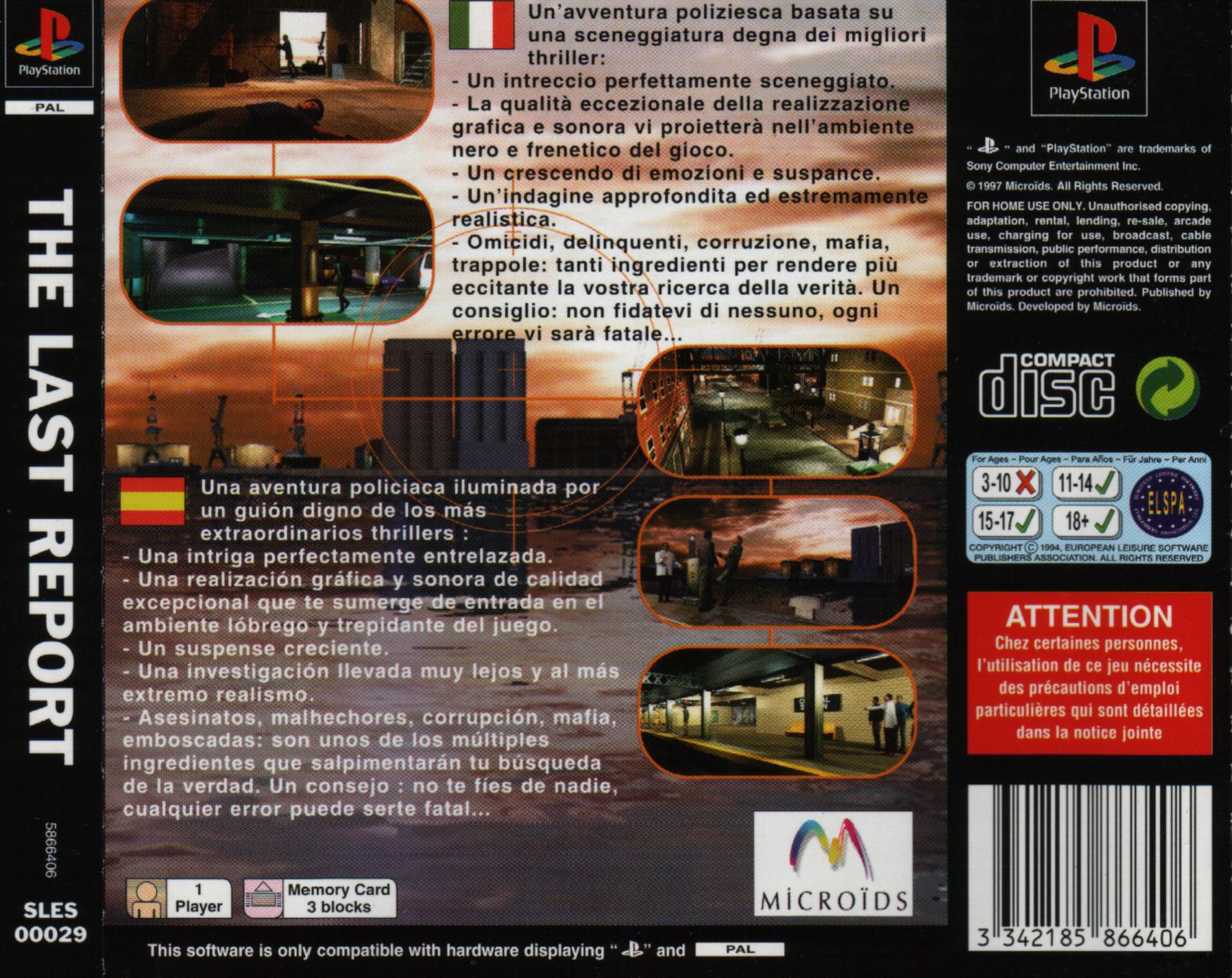 Contraportada de The Last Report · EU