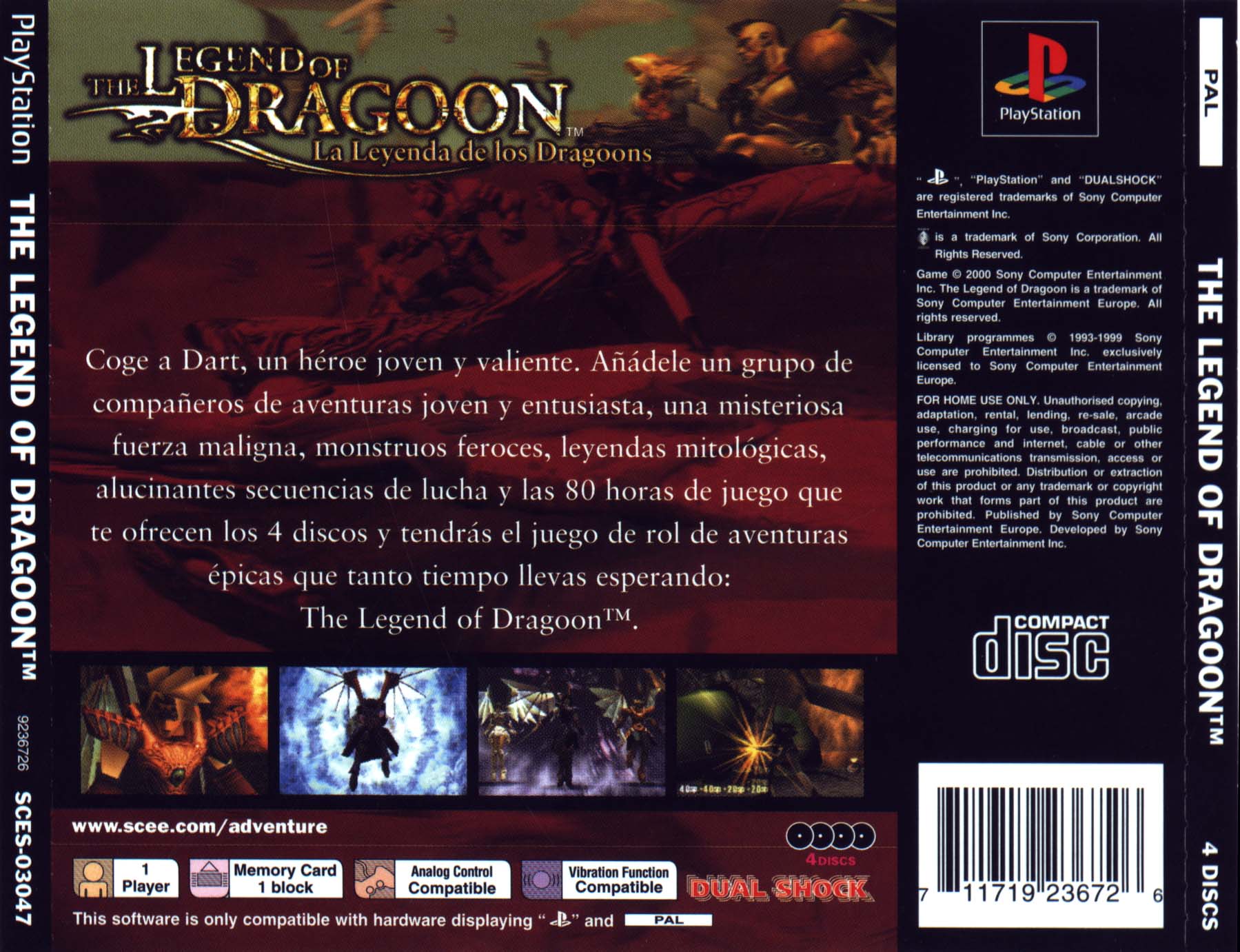 Contraportada de Legend of Dragoon · ES