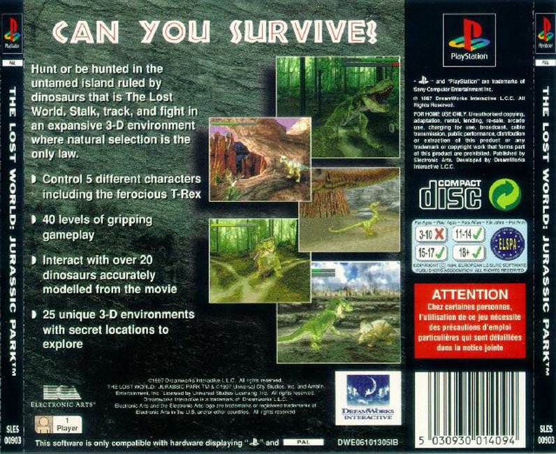 Contraportada de Lost World Jurassic Park · EU