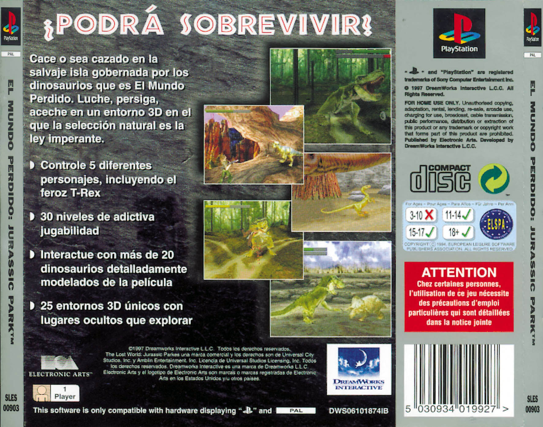 Contraportada · Platinum de Lost World Jurassic Park · ES