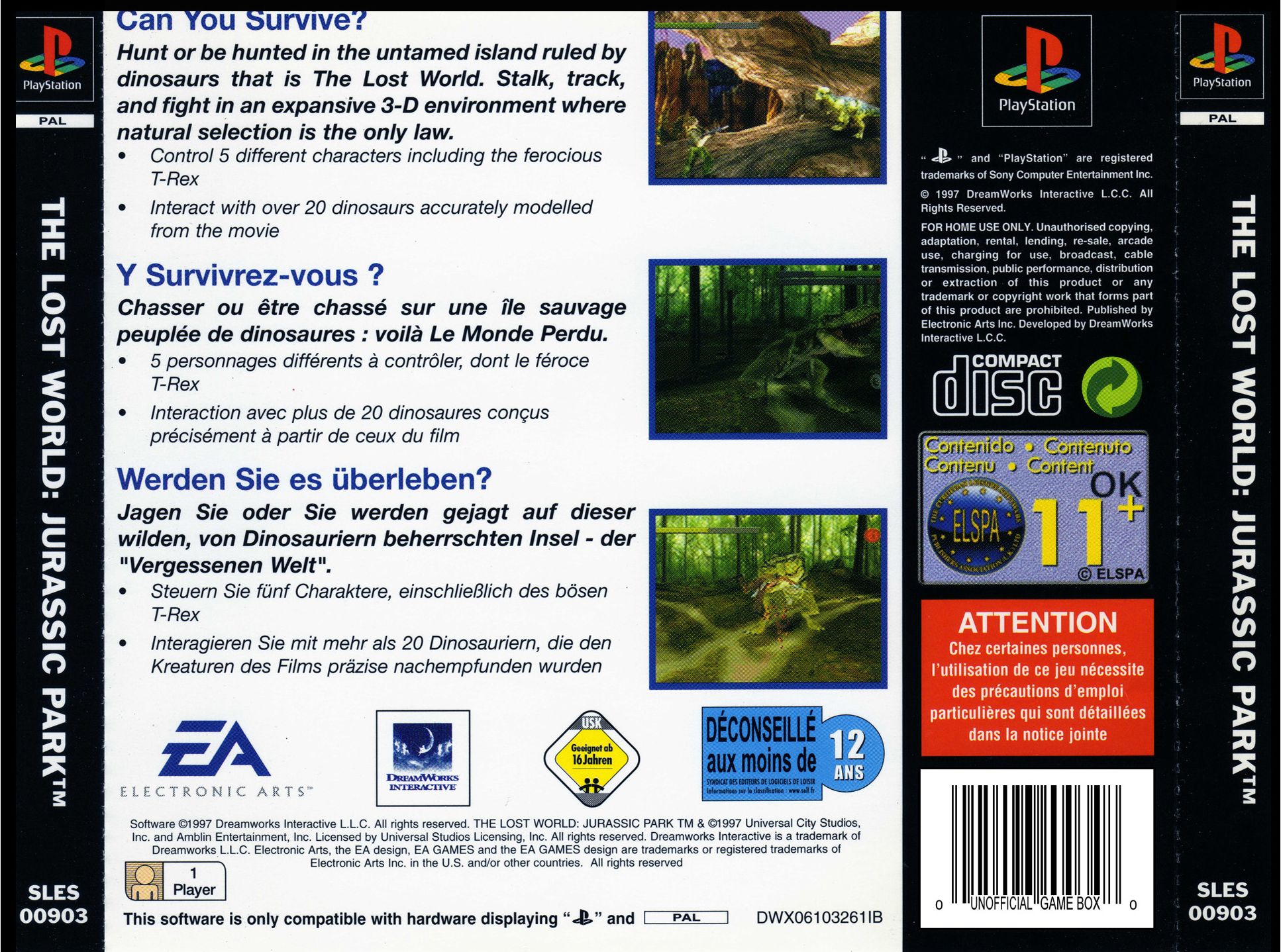 Contraportada de Lost World Jurassic Park · EU
