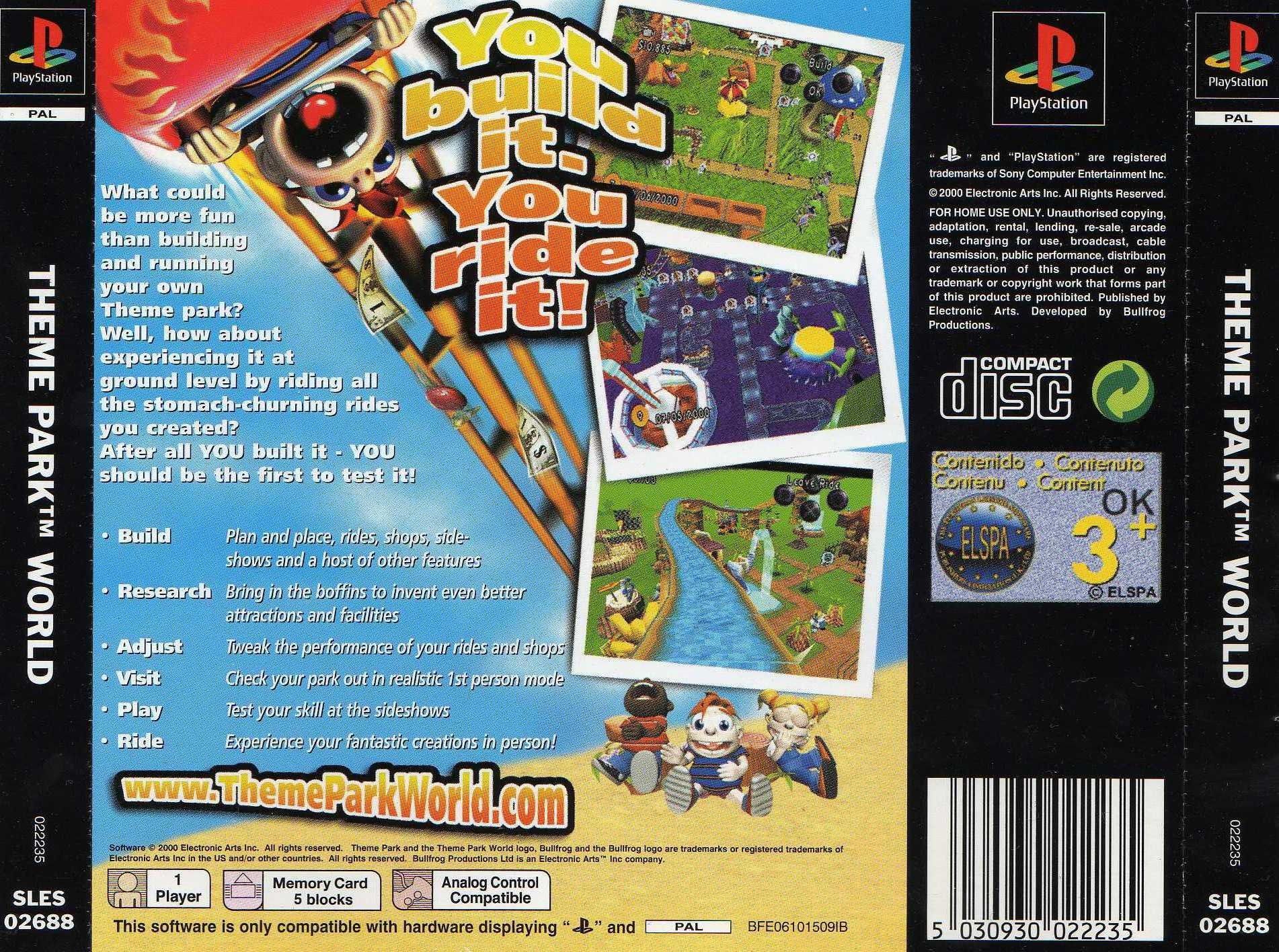 Contraportada de Theme Park World · EU