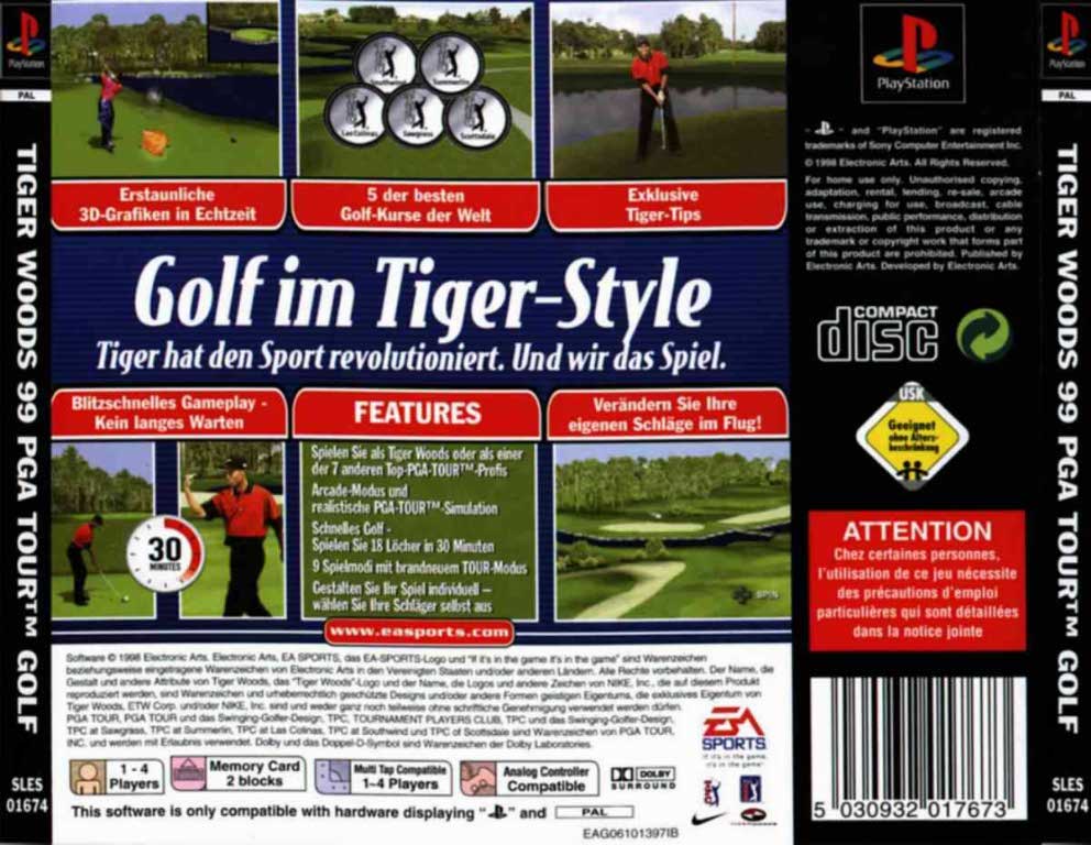 Contraportada de Tiger Woods 99 - PGA Tour Golf · DE