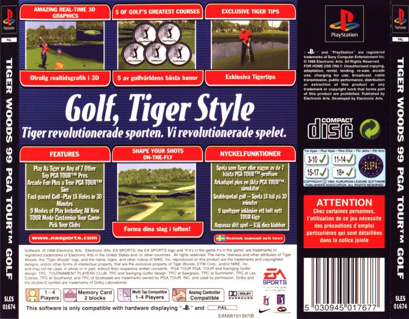 Contraportada de Tiger Woods 99 - PGA Tour Golf · EU
