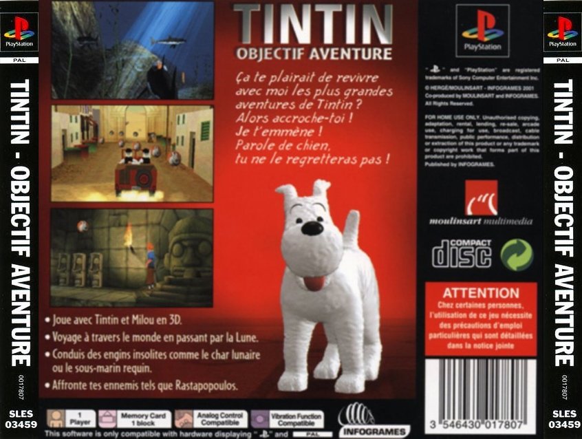 Contraportada de Tintin Destination Adventure · FR