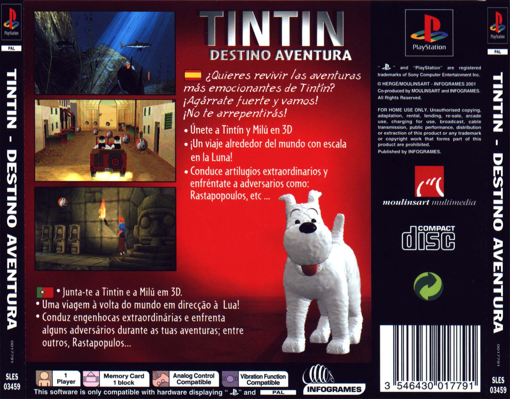 Contraportada de Tintin Destination Adventure · ES