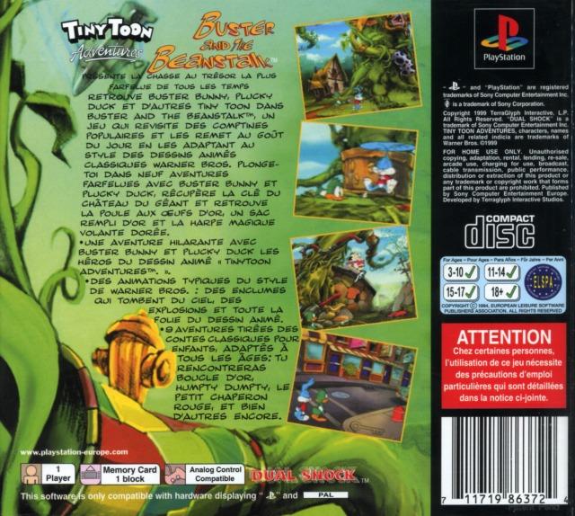 Contraportada de Tiny Toon Adventures Buster & The Beanstalk · EU