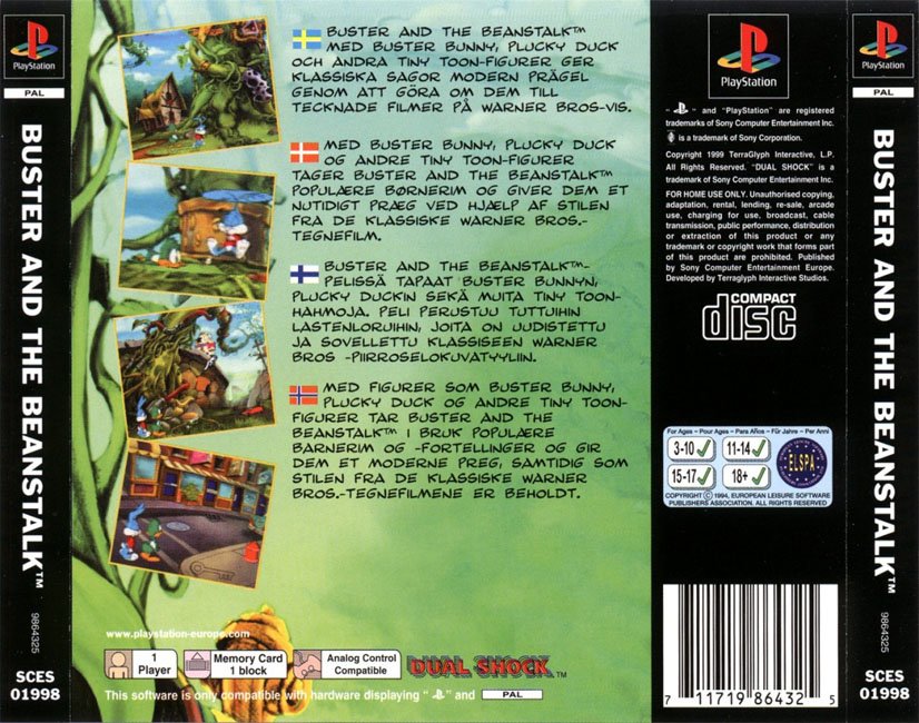 Contraportada de Tiny Toon Adventures Buster & The Beanstalk · EU