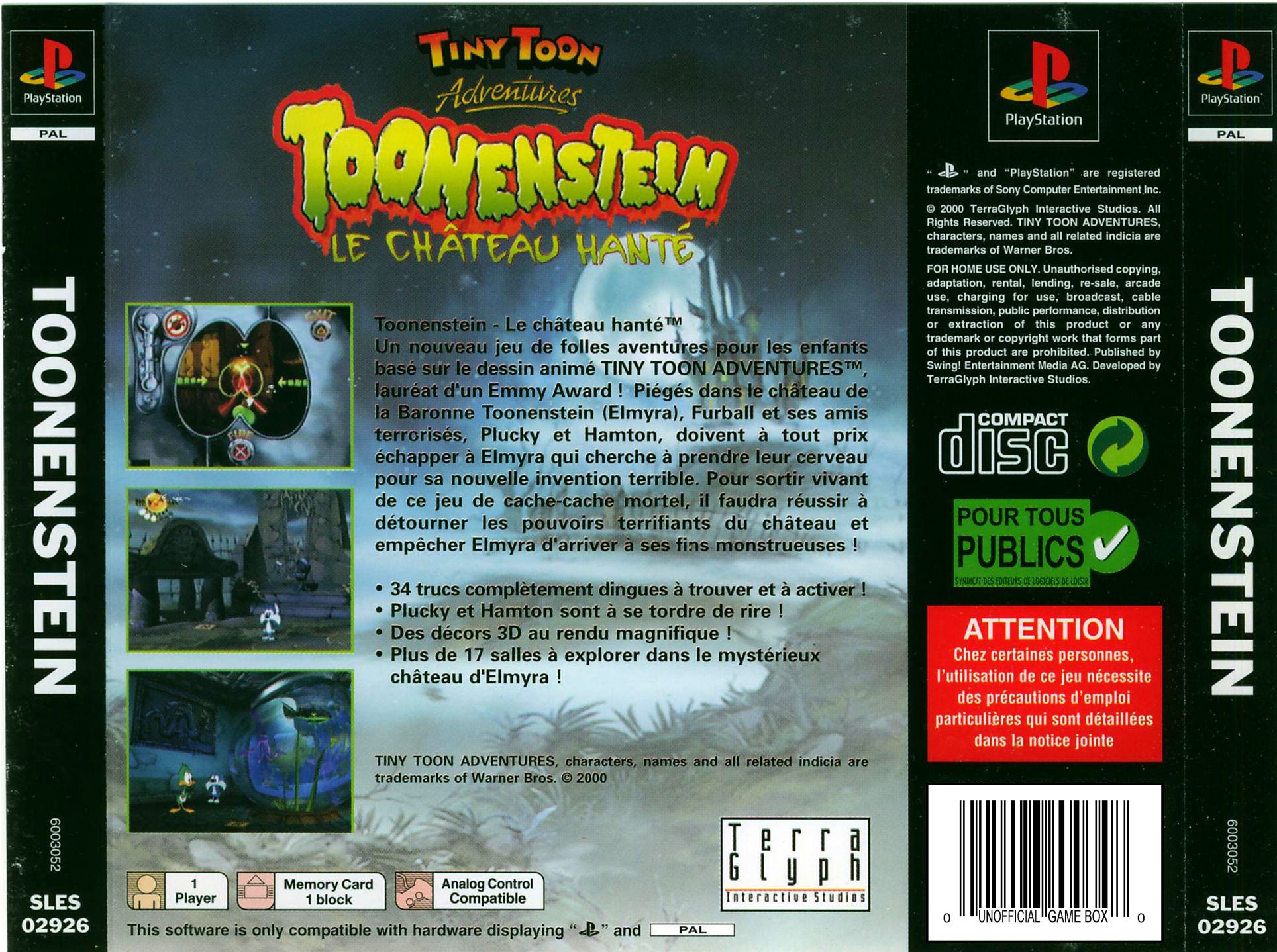 Contraportada de Tiny Toon Adventures - Toonenstein - Le Chateau Hante · FR