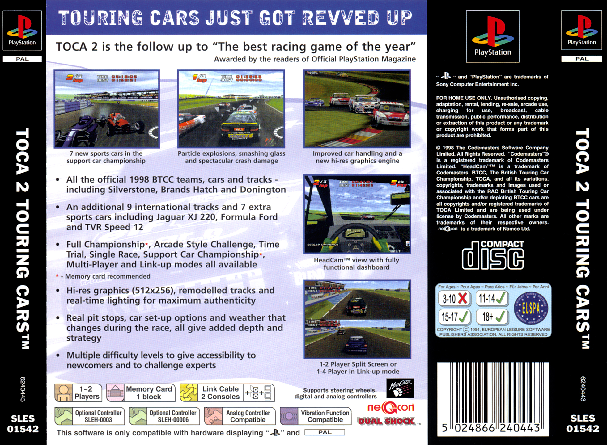 Contraportada de Toca 2 - Touring Cars · EU