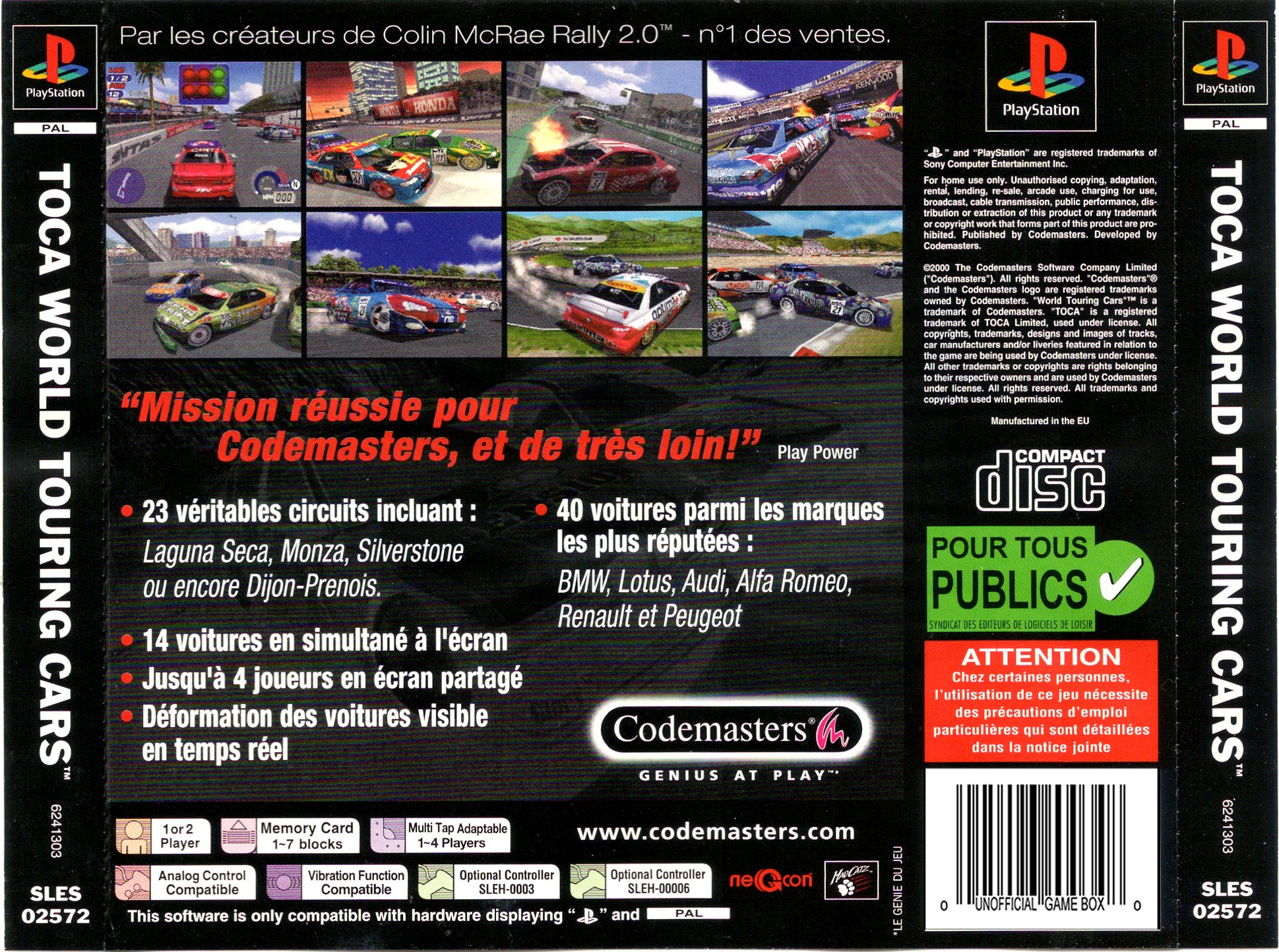 Contraportada de TOCA World Touring Cars · FR