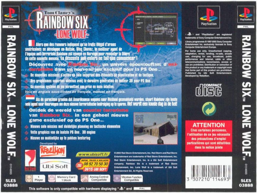 Contraportada de Rainbow Six Lone Wolf · EU