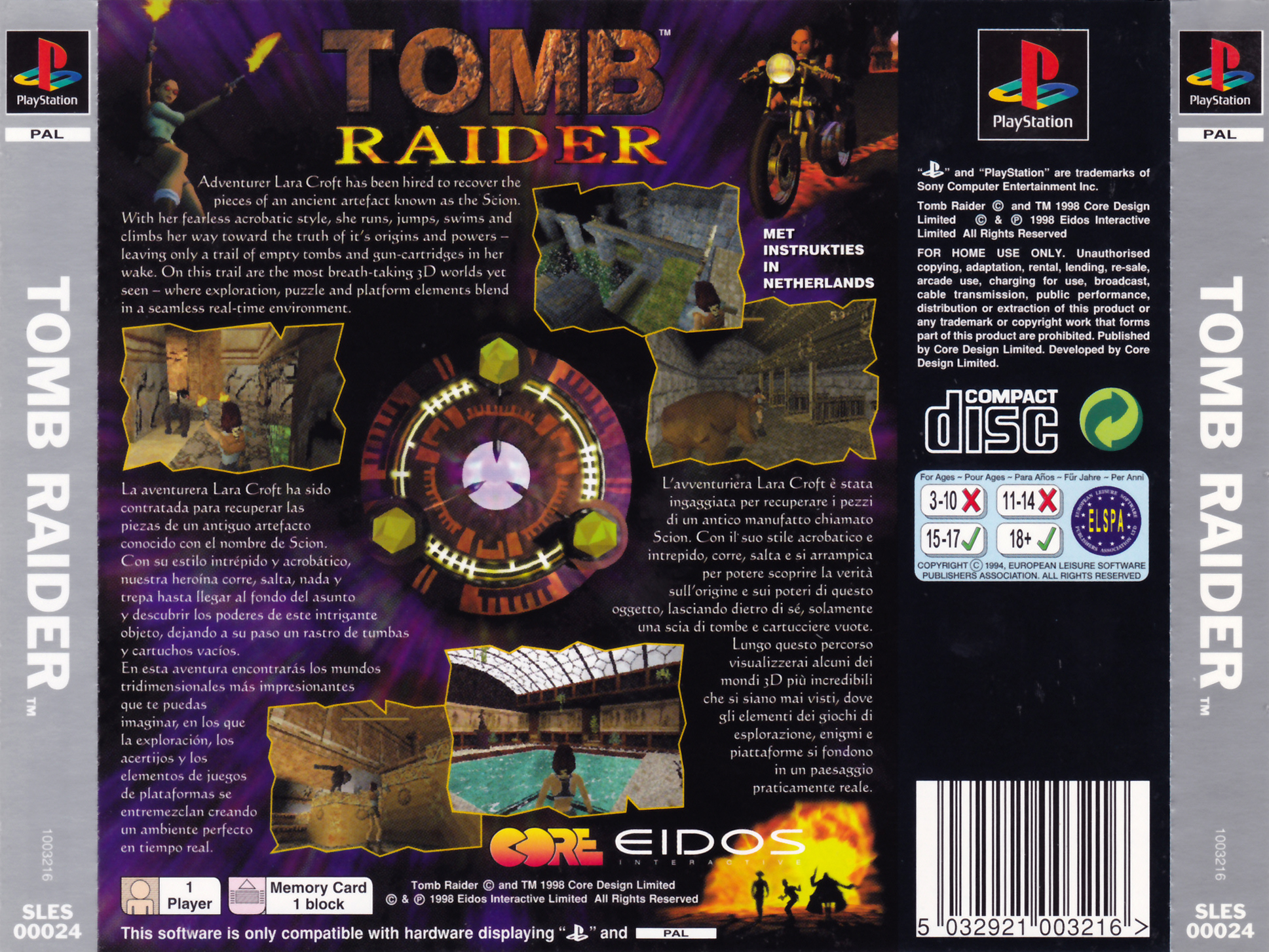 Contraportada · Platinum de Tomb Raider · EU
