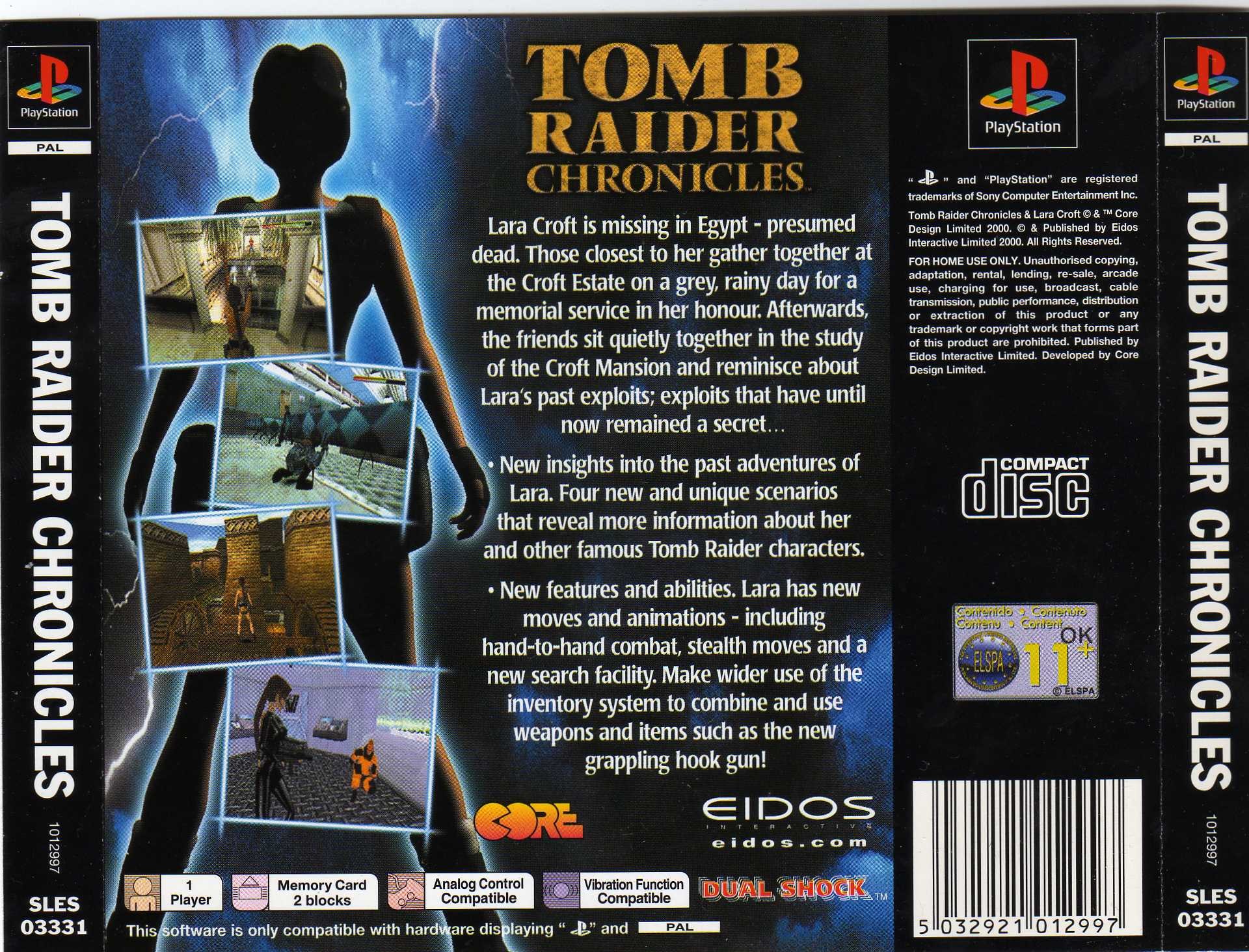 Contraportada de Tomb Raider Chronicles · GB
