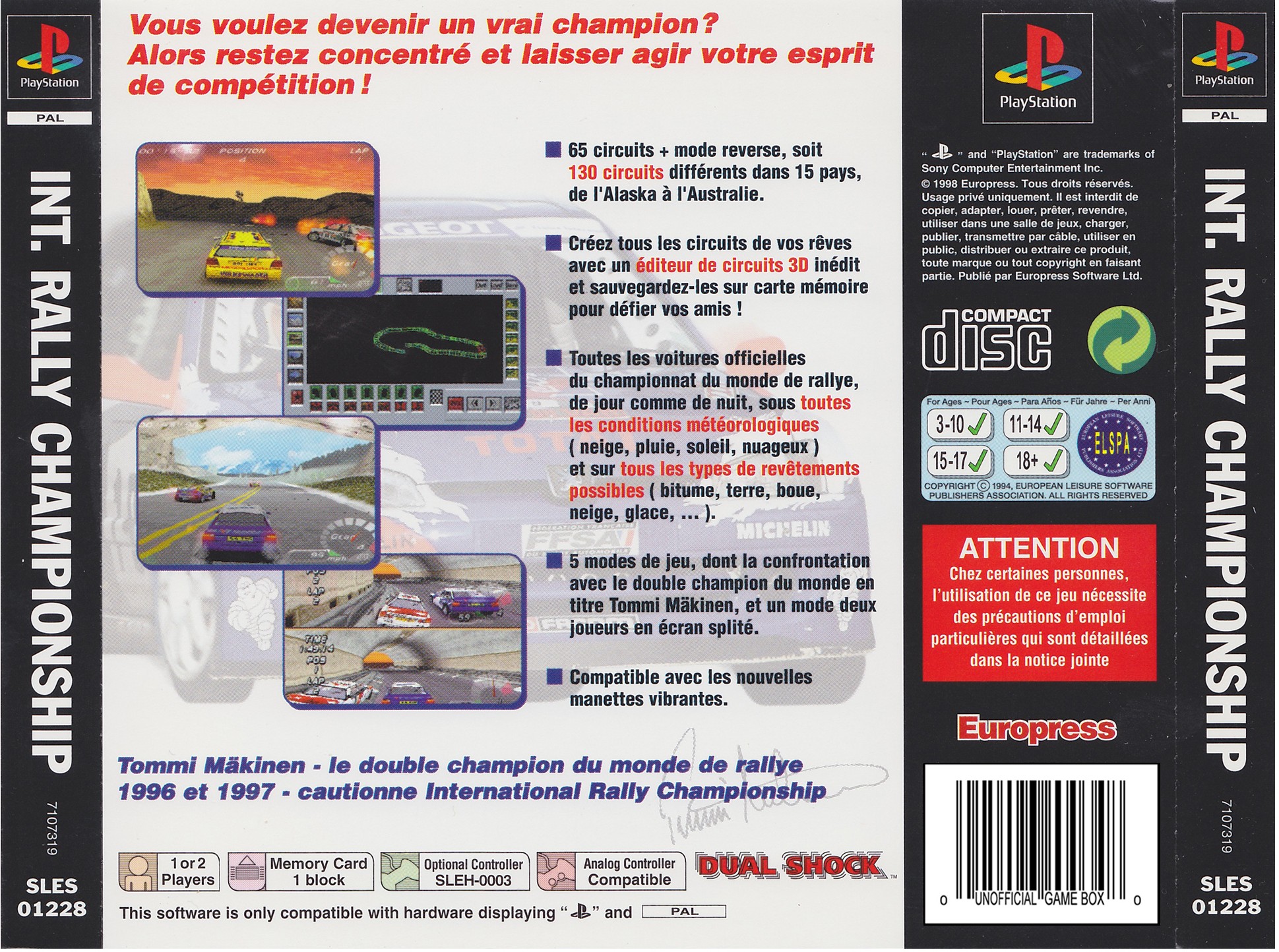 Contraportada de Tommi Mäkinen Rally · FR