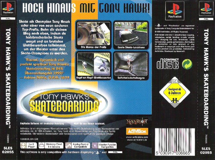 Contraportada de Tony Hawk's Skateboarding · DE