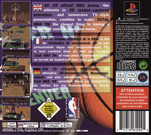 Contraportada de Total NBA 96 · EU