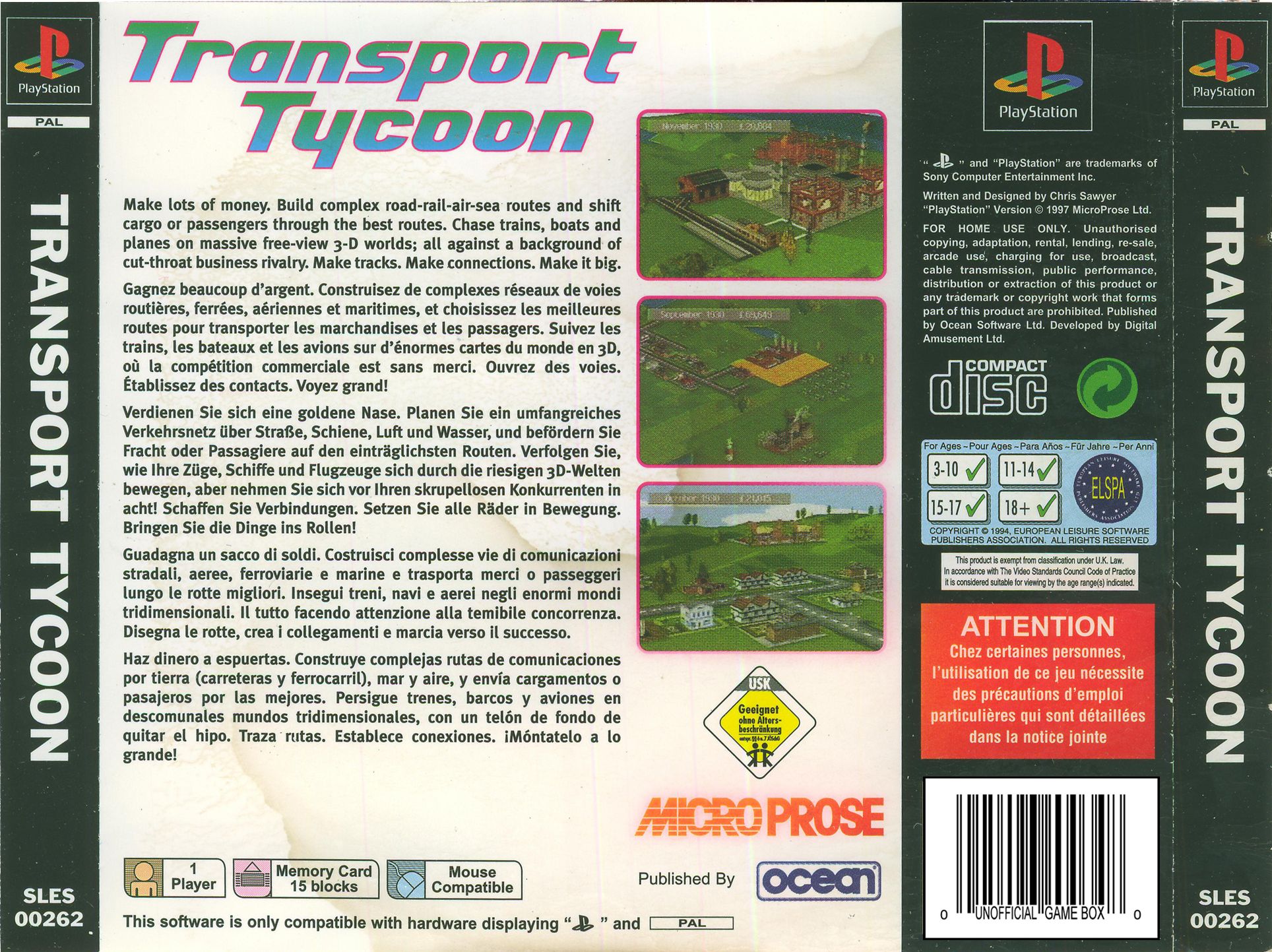 Contraportada de Transport Tycoon · EU