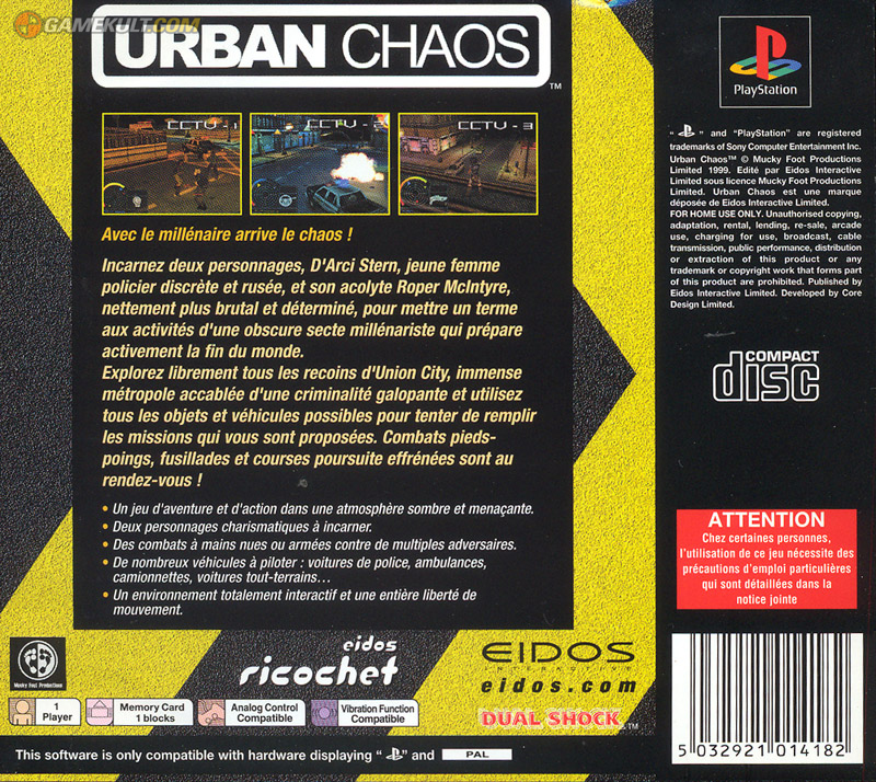 Contraportada de Urban Chaos · FR