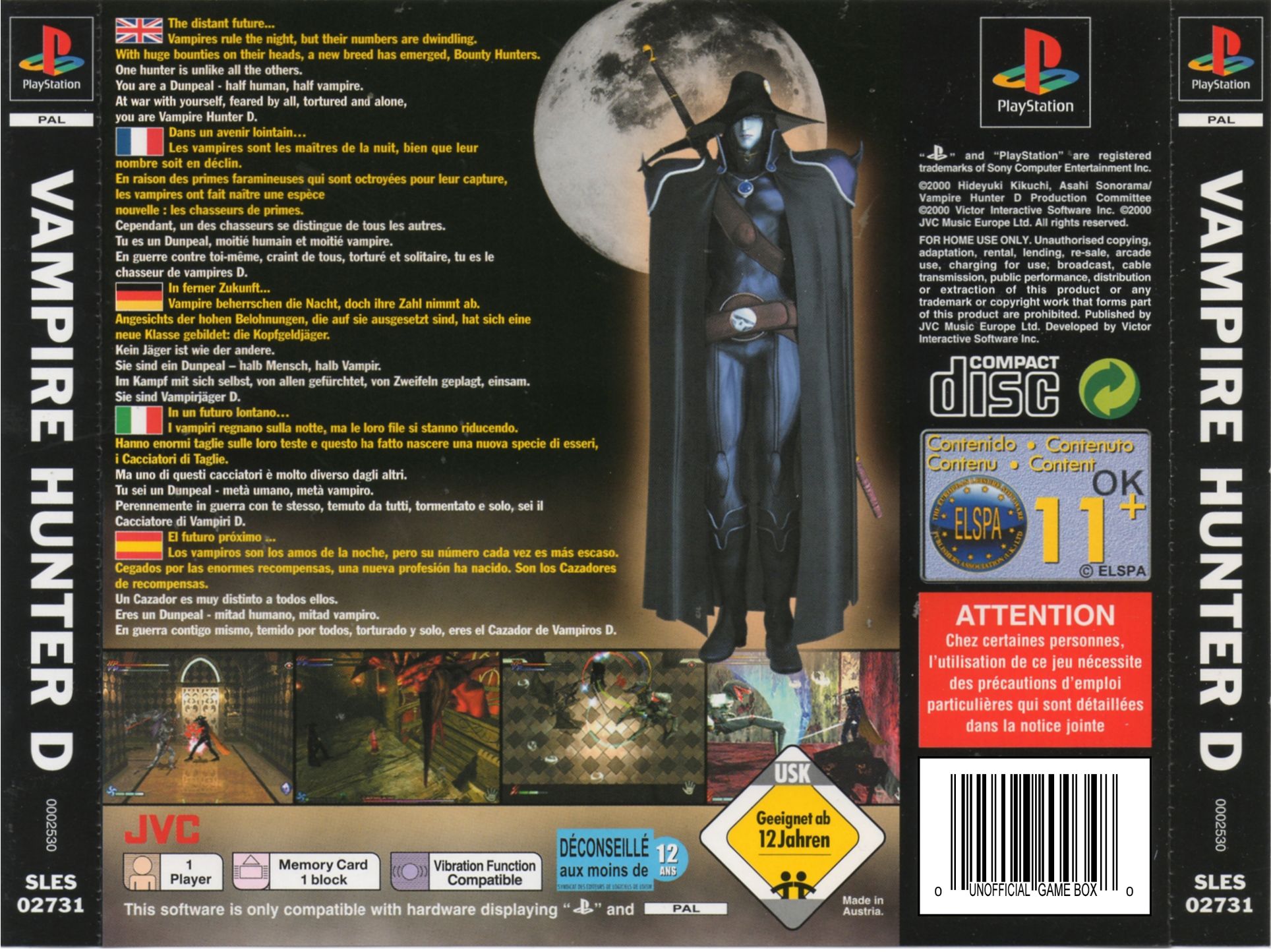 Contraportada de Vampire Hunter D · EU