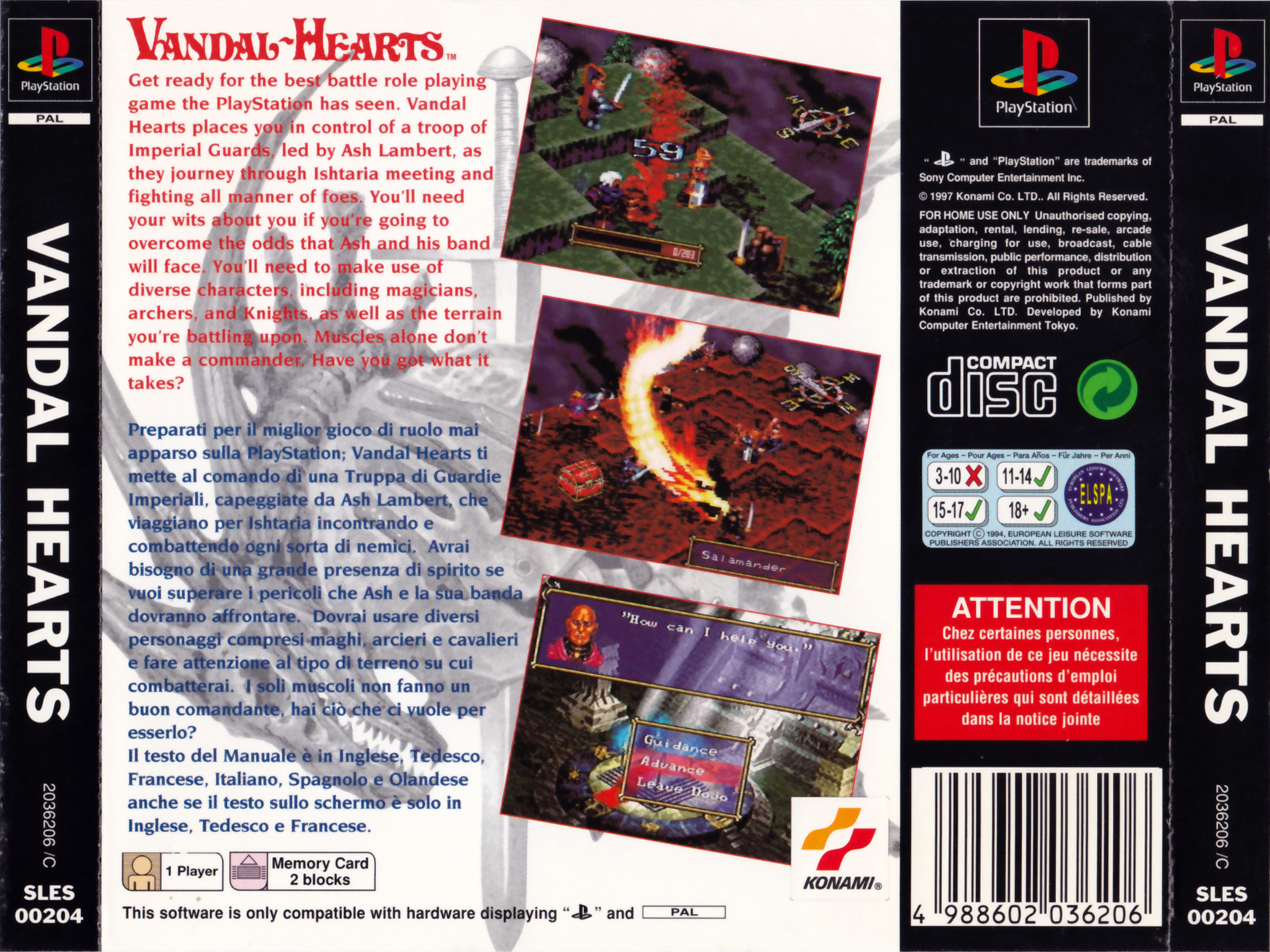 Contraportada de Vandal Hearts · EU