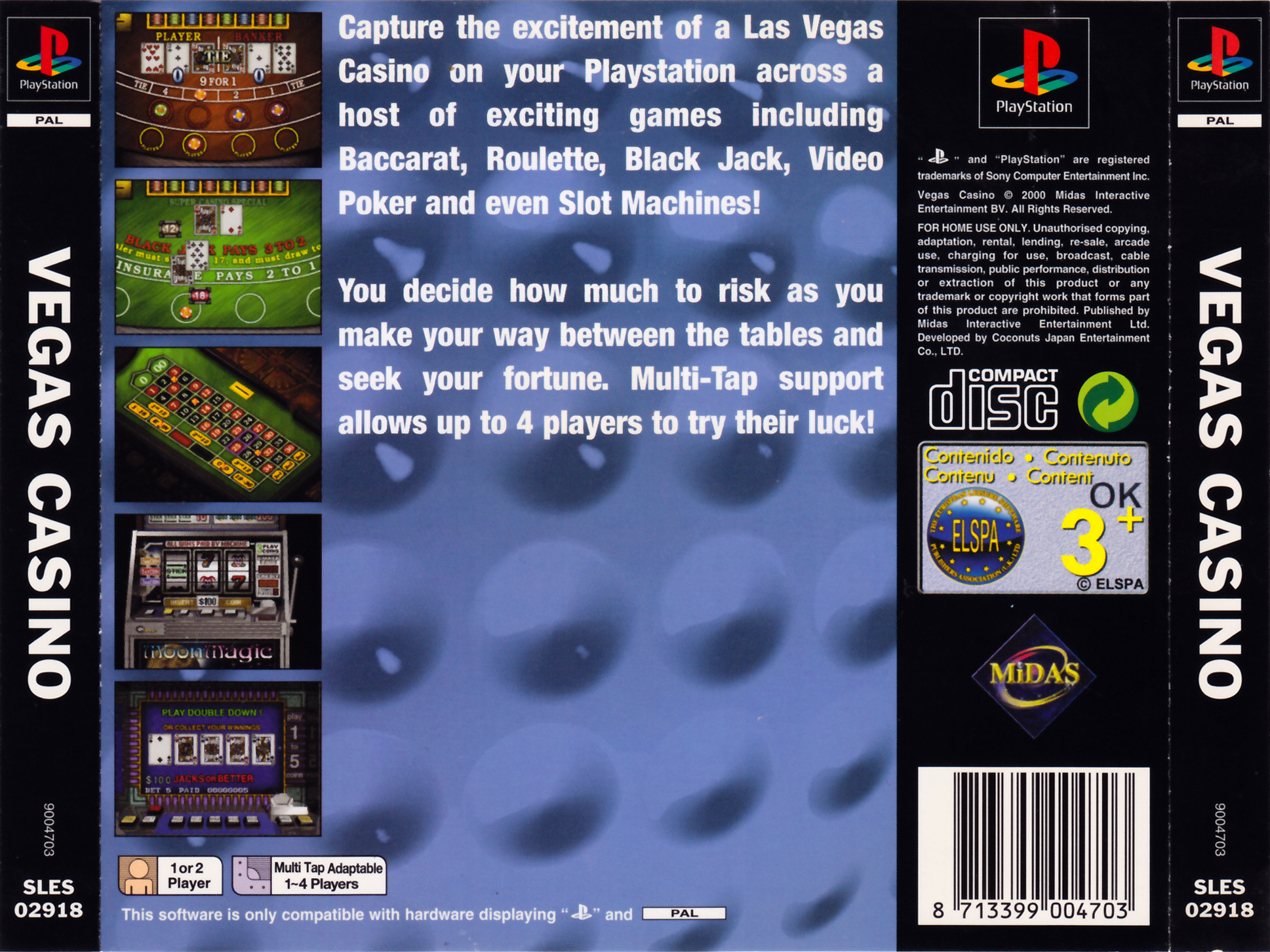Contraportada de Vegas Casino · EU