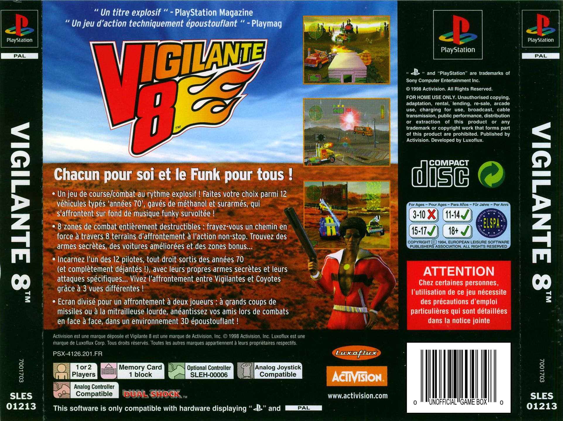 Contraportada de Vigilante 8 · FR