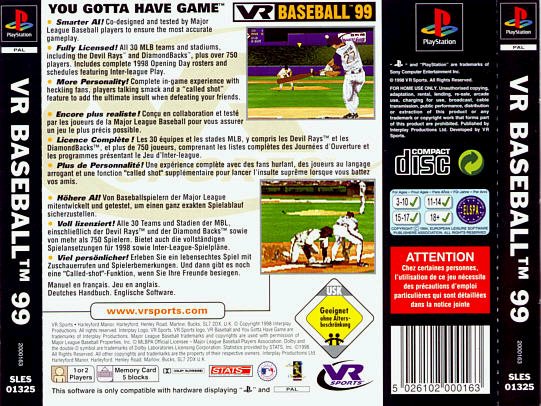 Contraportada de VR Baseball '99 · EU