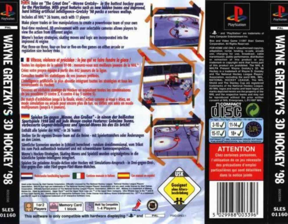 Contraportada de Wayne Gretzky's 3D Hockey '98 · EU