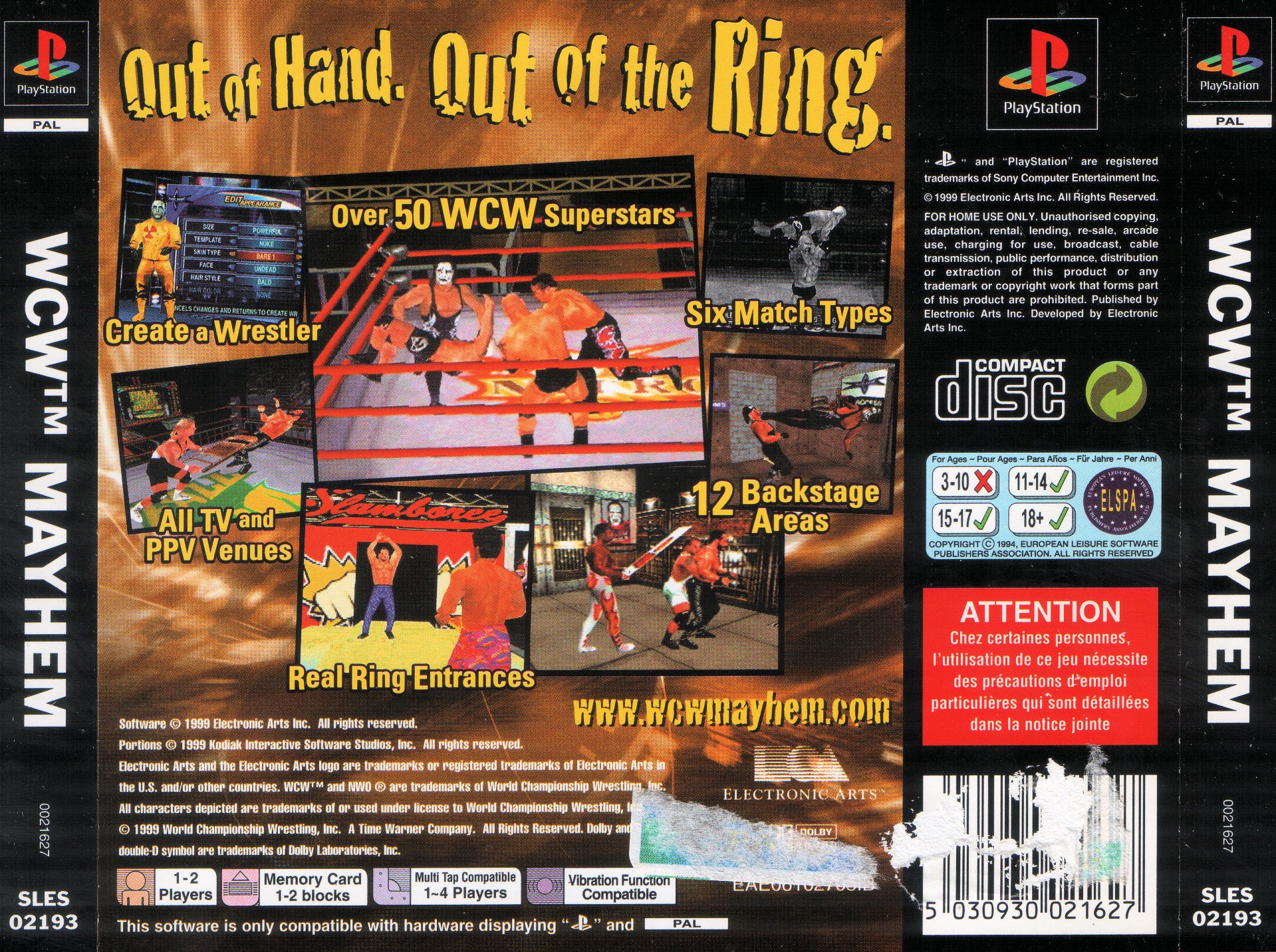Contraportada de WCW Mayhem · EU