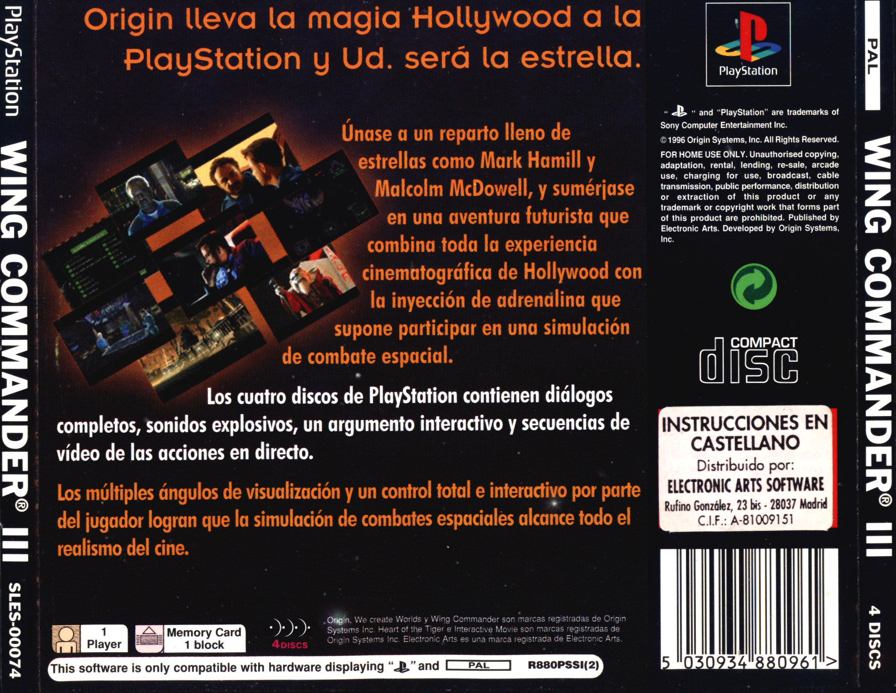Contraportada de Wing Commander III - Heart of the Tiger · ES